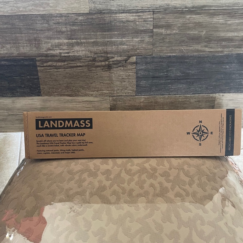 Landmass USA Travel Tracker Map Scratch Off Gold Foil National Parks 17x24 New